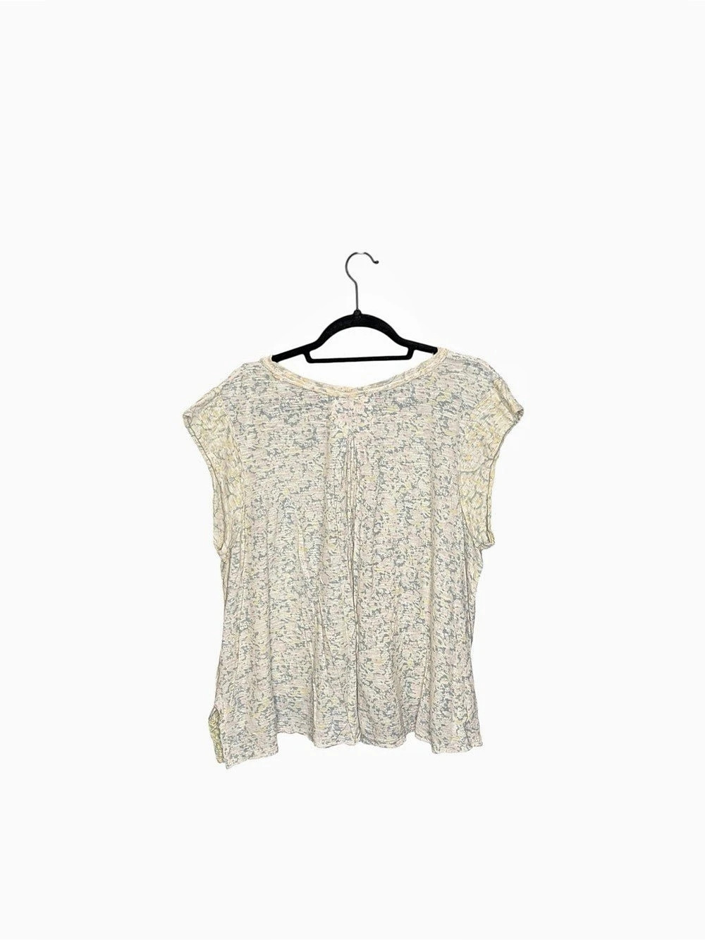 Free People Paisley Short Sleeve Blouse in Yellow & White Size Large